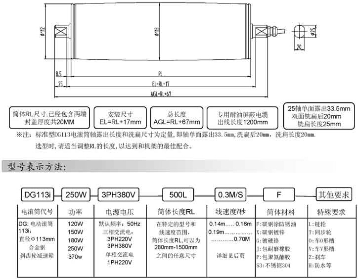 Φ113系列微型電動(dòng)滾筒